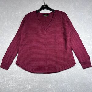 Sam Edelman Sweater Womens Size Medium Maroon V-Neck Knit Sweater